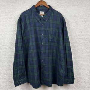 LL Bean Flannel Shirt Mens XXXL Black Watch Scotch Plaid Regular Fit Long Sleeve